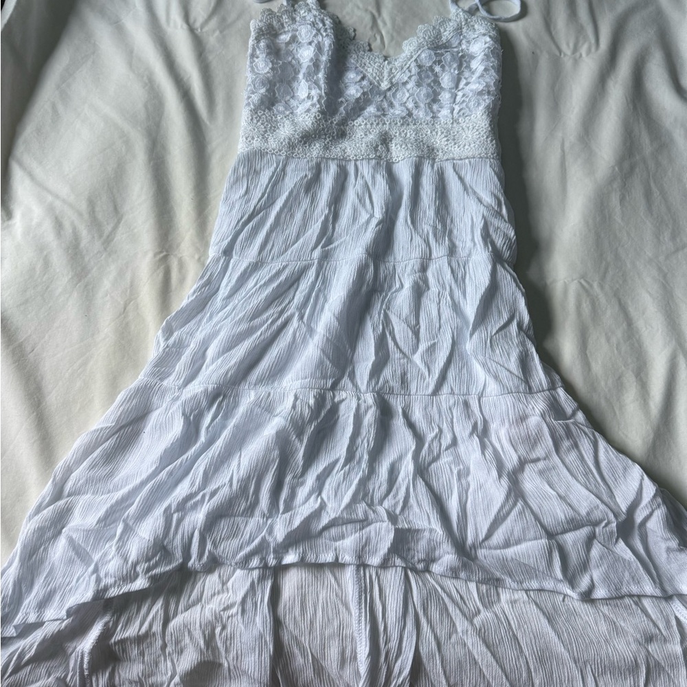 No Boundaries White Dress with Lace Accents